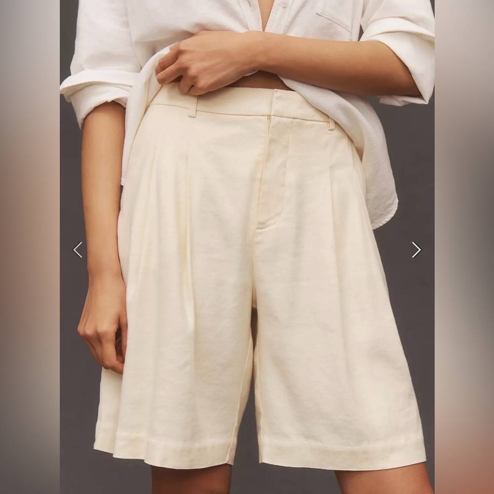 ANTHROPOLOGIE THE AVERY PLEATED TROUSER  SHORTS BY MAEVE BUTTER CREAM SIZE 6 NWT